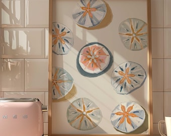 Sand Dollars Painting Colorful Pastel Abstract Coastal Beach House Wall Art Print Summer Dining Room Kitchen Print Meet Me At The Beach
