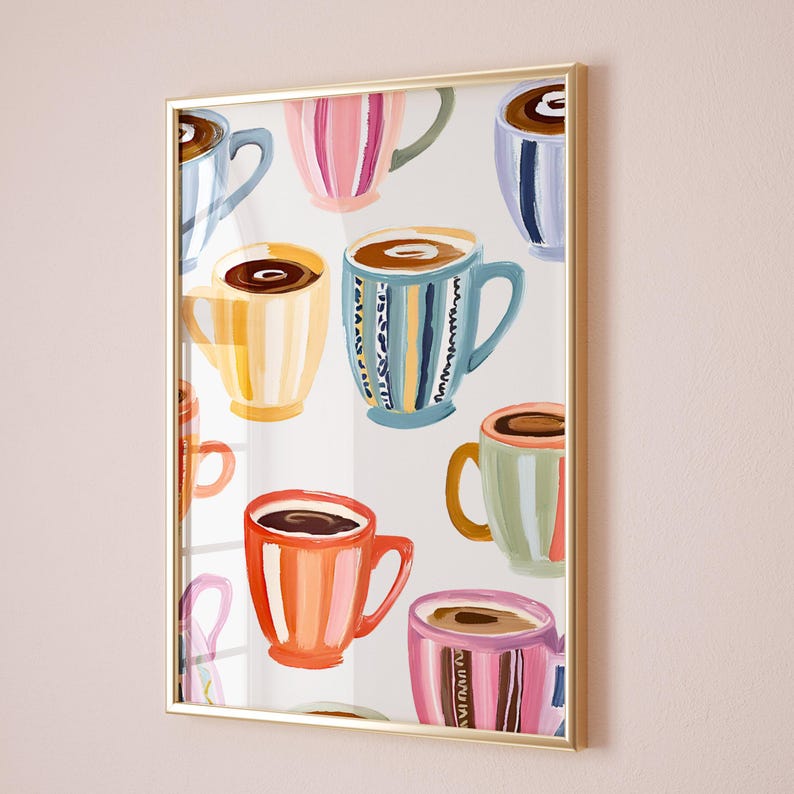 Coffee Cart Print Coffee Lover Decor Colorful Wall Art Coffee Bar Print Coffee Bar Sign Dopamine Decor Coffee Poster Kitchen Wall Art Print