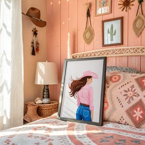 Pink Cowgirl Art Print: Trendy Western Wall Decor (Digital Download)