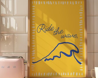Surf Wave Art Print: Abstract Coastal Beach House Decor (Digital Download)
