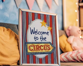 Lámina "Bienvenidos al Circo": Arte mural vintage para habitación infantil, decoración infantil original, descarga digital