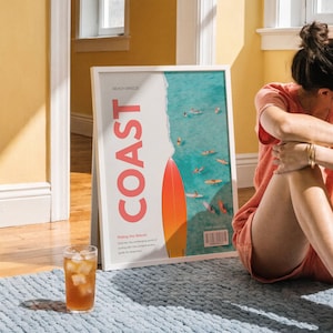 Coastal Magazine Cover Trendy Print Preppy Coastal Wall Art Vintage Surf Art Coastal Cowgirl Aesthetic Trendy Newspaper Dorm Room Decor