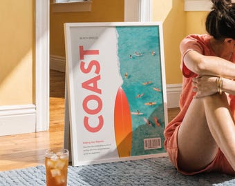 Coastal Magazine Cover Trendy Print Preppy Coastal Wall Art Vintage Surf Art Coastal Cowgirl Aesthetic Trendy Newspaper Dorm Room Decor