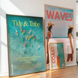 Küsten Cowgirl Magazin-Cover 3-teiliges Bündel Trendiger Druck Preppy Küstenwandkunst Vintage Surf-Kunst Küstenästhetik Trendige Zeitung in einem Studentenwohnheim