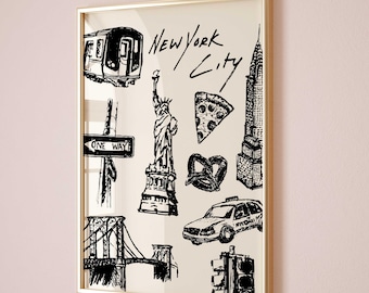 New York City Art Print: Trendy Dorm Room Decor (Digital Download A2 JPEG)