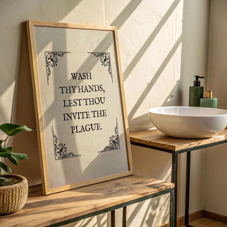 Funny Bathroom Art Print Toilet Humor Decor Classical Vintage Style Painting Digital Download Printable Wall Art Funny Bathroom Gift Art
