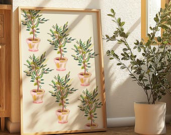 Farmhouse Wall Art: Watercolor Olive Print, Kitchen Cottagecore Art (Digital Download)