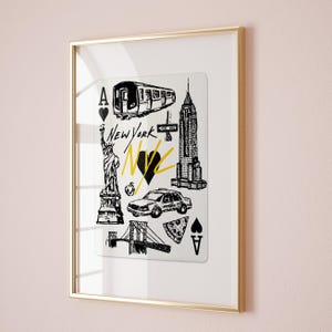 NYC Travel Poster: Hand Drawn New York City Landmarks (Digital Download)
