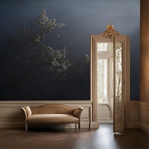 Premium Self-adhesive removable wallpaper mural landscape scenic peel and stick wallpaper tree forest whimsigoth decor dark moody wallpaper