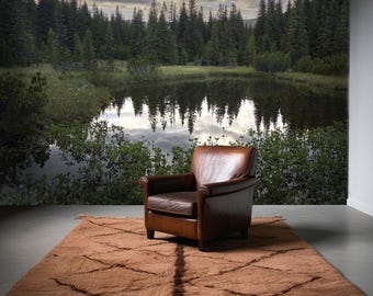 Premium Self-adhesive removable wallpaper mural scenic peel and stick wallpaper large wall art mural landscape dark moody forest wallpaper