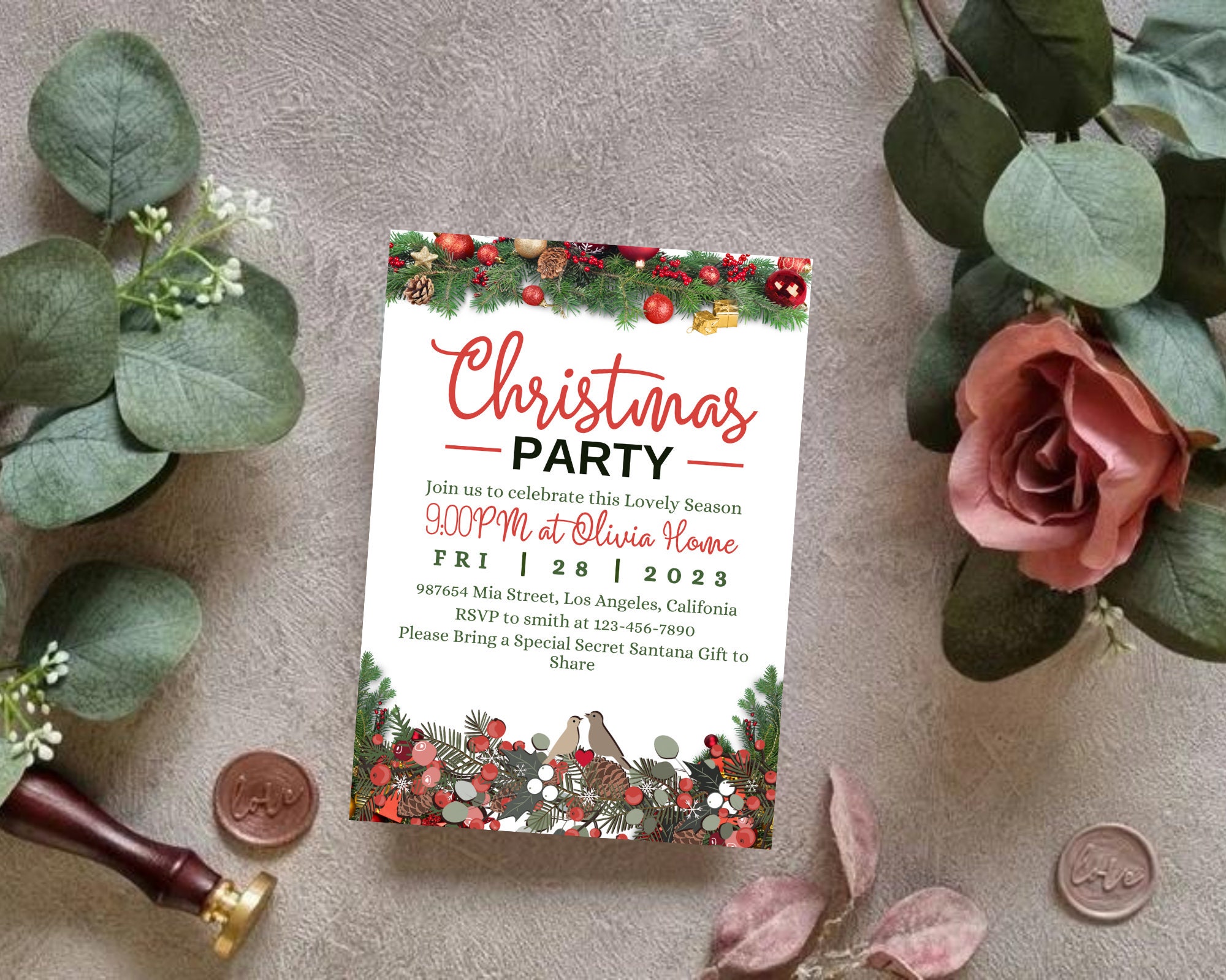 Digital Christmas Party Invitation Intimate Festive Gathering Invites Custom Christmas 