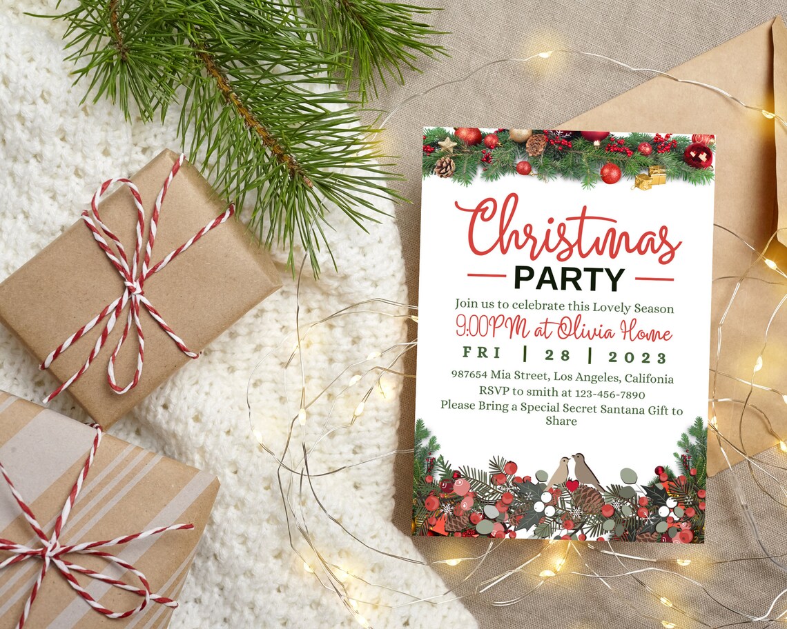 Digital Christmas Party Invitation Intimate Festive Gathering Invites Custom Christmas 