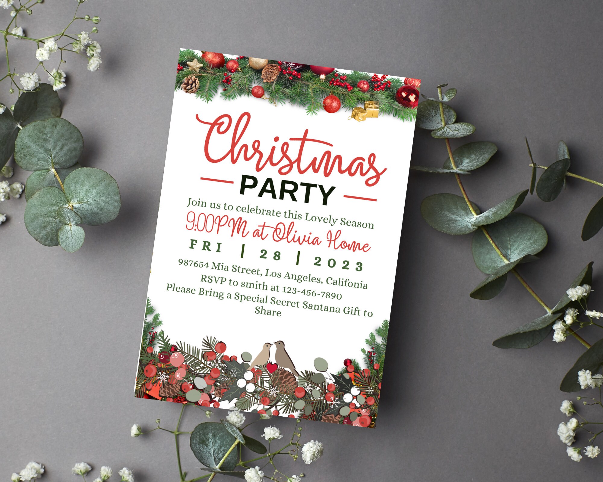 Digital Christmas Party Invitation Intimate Festive Gathering Invites Custom Christmas 