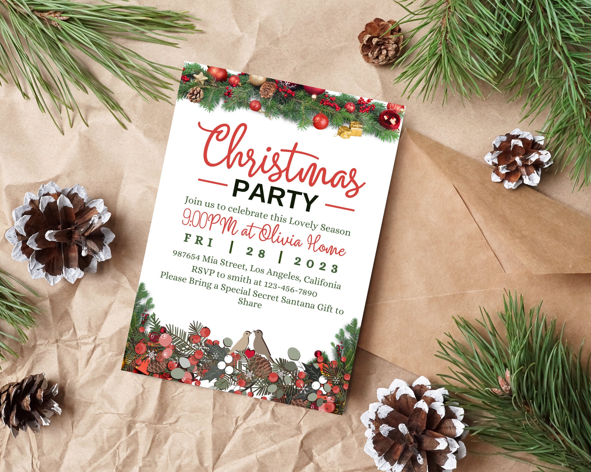 Digital Christmas Party Invitation Intimate Festive Gathering Invites Custom Christmas 