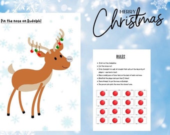 Pin the Nose on Rudolph Party Game - Etsy