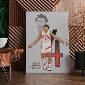 Plakat Scottie Barnes Toronto Raptors Sztuka ścienna Wydruk sportowy Oprawione płótno NBA Wystrój domu Prezent Dzieło sztuki koszykarskiej A219 Prezent urodzinowy