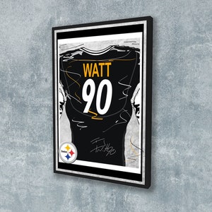 T.J. Watt Jersey Poster Pittsburgh Steelers Wall Art Print Sports Framed Canvas NFL Home Decor Gift Football Artwork B82 Birthday Gift