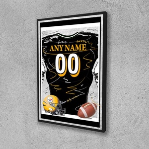 Custom Pittsburgh Steelers Jersey  Personalized Jersey Poster Wall Art Print Sports Framed Canvas NFL Home Decor Gift Football Artwork B129