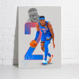 Pôster de Shai Gilgeous Alexander Oklahoma City Arte de parede Impressão em tela emoldurada Esportes NBA Decoração de casa Presente Arte de basquete A220 Presente de aniversário