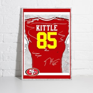 George Kittle Jersey Poster San Francisco 49ers Wand Kunst Druck Sport gerahmt Leinwand NFL Wohnkultur Geschenk Football Kunstwerk B36 Geburtstagsgeschenk