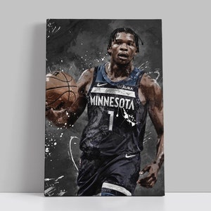 Anthony Edwards poster Minnesota Timberwolves muurkunst print sport ingelijst canvas NBA Home decor cadeau basketbal kunstwerk AA4 verjaardagscadeau
