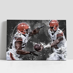 Nick Chubb Poster San Cleveland Browns Wall Art Print Sports Framed Canvas NFL Home Decor Gift Football Artwork BB17 Birthday Gift