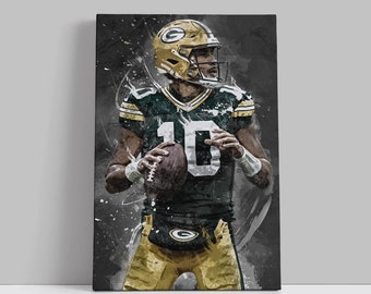 Jordan Love Poster Green Bay Packers Wall Art Print Sports Framed Canvas NFL Home Decor Gift Football Artwork BB10 Birthday Gift