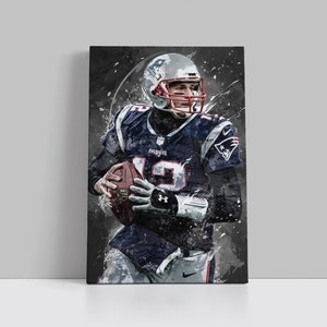 Tom Brady Poster New England Patriots Wall Art Print Sports Framed Canvas NFL Home Decor Gift Football Artwork BB21 Birthday Gift