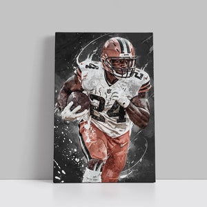 Nick Chubb Poster San Cleveland Browns Wall Art Print Sports Framed Canvas NFL Home Decor Gift Football Artwork BB16 Birthday Gift