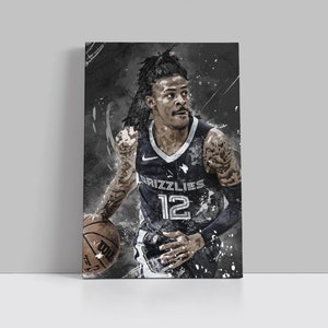 Ja Morant Poster Memphis Grizzlies Wall Art Print Sports Framed Canvas NBA Home Decor Gift Basketball Artwork AA14 Birthday Gift