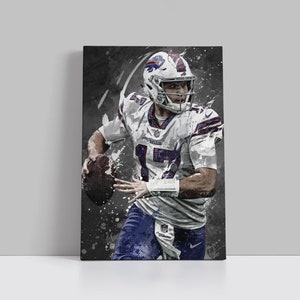 Josh Allen Poster Buffalo Bills Wall Art Print Sports Framed Canvas NFL Home Decor Gift Football Artwork BB12   Birthday Gift Birthday Gift