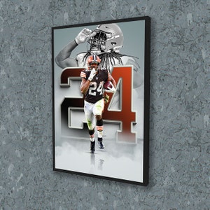 Nick Chubb Poster Cleveland BrownsWall Art Print Sports Framed Canvas NFL Home Decor Gift Football Artwork B154 Birthday Gift