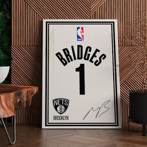 Mikal Bridges Poster Brooklyn Nets Wall Art Print Sports Framed Canvas NBA Home Decor Gift Basketball Artwork A76 Birthday Gift