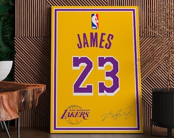 LeBron James Jersey Poster Los Angels Lakers Wall Art Print Sports Framed Canvas NBA Home Decor Gift Basketball Artwork A72 Birthday Gift