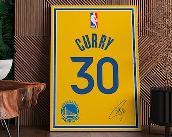 Stephen Curry Jersey Poster Golden State Warriors Wall Art Print Sports Framed Canvas NBA Home Decor Gift Basketball Artwork A93