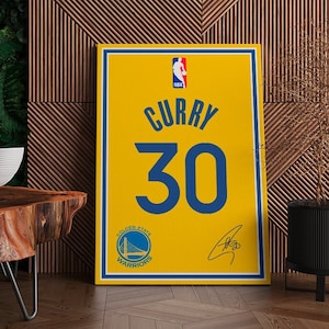Póster de la camiseta de Stephen Curry de los Golden State Warriors, impresión artística de pared, lienzo enmarcado deportivo, decoración del hogar de la NBA, regalo, obra de arte de baloncesto A93