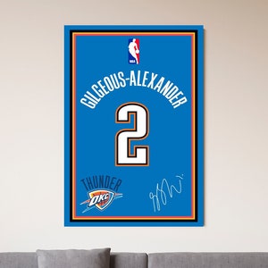 Shai Gilgeous Alexandre Canvas, Oklahoma City Wall Art Print Sports Framed Canvas NBA Home Decor Gift Basketball  Artwork A92 Birthday Gift