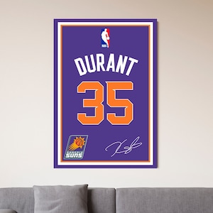 Kevin Durant Jersey Poster Phoenix Suns  Wall Art Print Sports Framed Canvas NBA Home Decor Gift Basketball Artwork A63 Birthday Gift