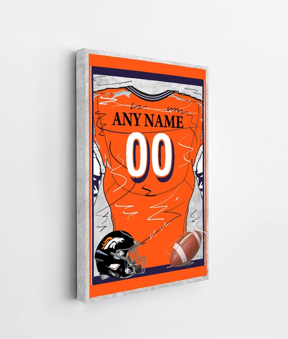 Custom Denver Broncos Jersey Poster Personalized Wall Art NFL Custom Name and Number Sport Canvas Home Decor B105 Birthday Gift Etsy