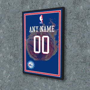 Custom Philadelphia 76ers Jersey Poster Personalized Jersey Wall Art NBA Custom Name and Number Sport Canvas Gift Home Decor A126