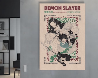 Demon Slayer Poster Anime Wall Art Slayer Framed Canvas Print Anime Lovers Home Decor Gift Artwork A237 Birthday Gift