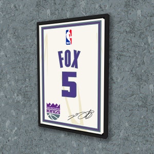 De’Aaron Fox Jersey Poster Sacramento Kings Wall Art Print Sports Framed Canvas NBA Home Decor Gift Basketball Artwork A24 Birthday Gift