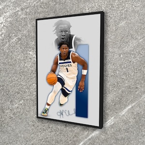 Anthony Edwards poster Minnesota Timberwolves muurkunst print sport ingelijst canvas NBA Home decor cadeau basketbal kunstwerk A137 verjaardagscadeau