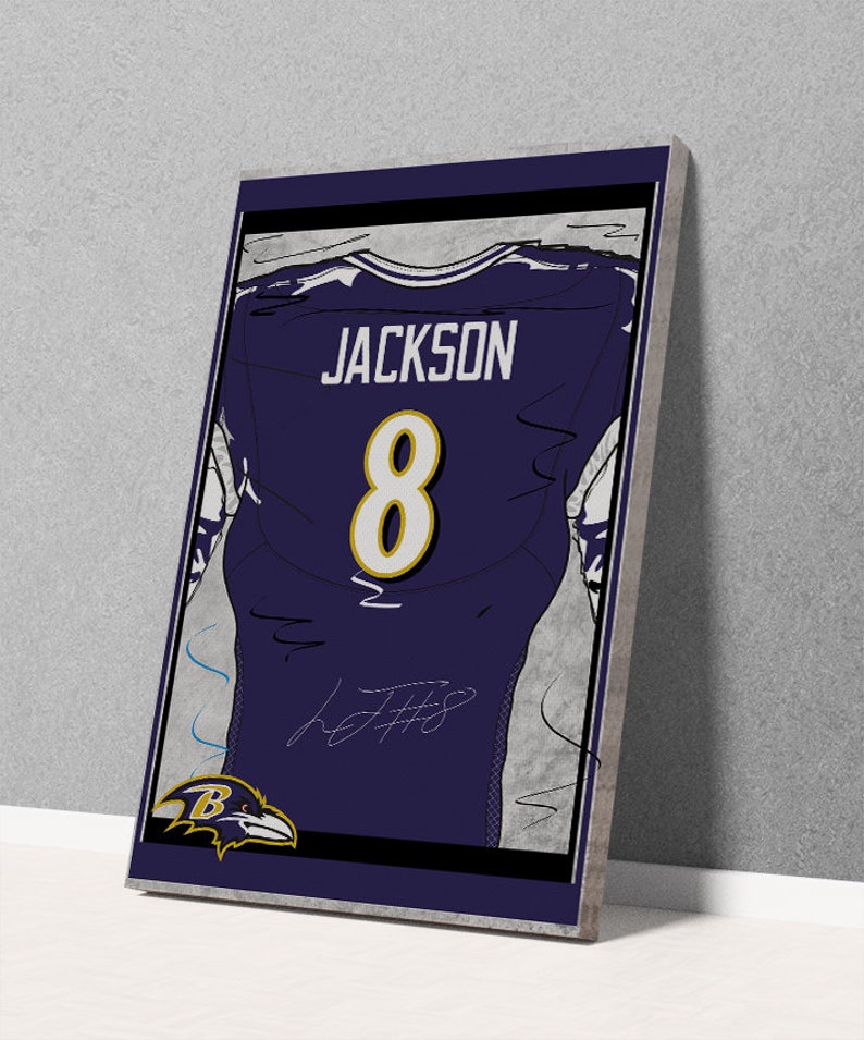 Lamar Jackson Jersey Poster Baltimore Ravens Wall Art Print Sports