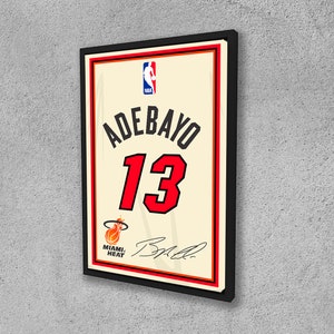 Bam Adebayo Jersey Poster Miami Heat Wall Art Print Sports Framed Canvas NBA Home Decor Gift Basketball Artwork A8 Birthday Gift
