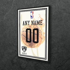 Custom Brooklyn Nets Jersey Poster Personalized Jersey Wall Art Print NBA Custom Name and Number Canvas Home Decor A105 Birthday Gift