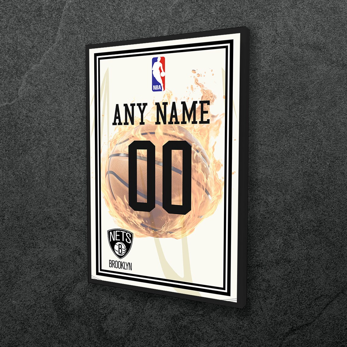 Custom Brooklyn Nets Jersey Poster Personalized Jersey Wall Art Print NBA Custom Name and Number Canvas Home Decor A105 Birthday Gift