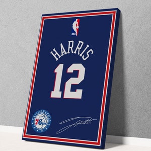 Pôster de Tobias Harris, Philadelphia 76ers, impressão de arte de parede, tela emoldurada esportiva, NBA, decoração para casa, presente, arte de basquete, A94, presente de aniversário