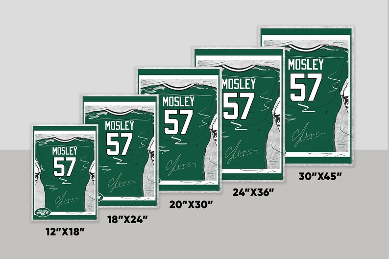 C.J. Mosley Jersey Poster New York Jets Wall Art Print Sports Framed