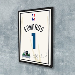 Anthony Edwards Jersey poster Minnesota Timberwolves Wall Art Print sport ingelijst canvas NBA Home decor cadeau basketbal artwork A6